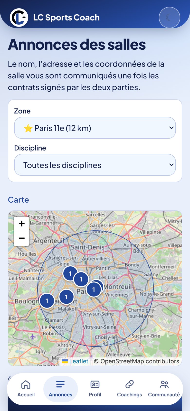 Carte des annonces